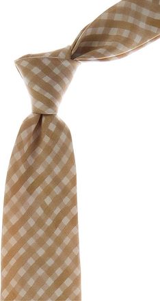 Canali Beige Check Silk Tie