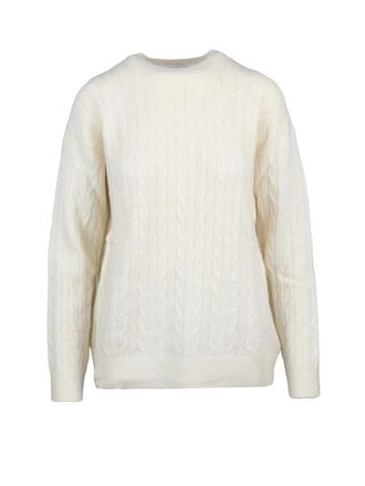 Ballantyne Textured Cable Knit Crew Neck Pullover in Alpaca Blend