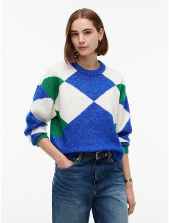 Tommy Hilfiger Womens Argyle Crewneck Sweater - Cobalt - XXL
