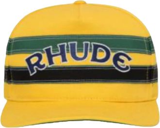 Rhude Cappello da baseball a righe con logo - Giallo