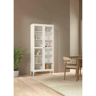 Dmora Dmora - Vitrina Wutip, Aparador De Exposici&oacute;n, Vitrina Multiusos, Aparador De Sal&oacute;n, 89x36 H203 Cm, Blanco