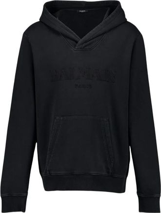 Balmain Vintage Geborduurde Zwarte Hoodie - Heren - Hoodies - Zwart - L - Katoen - Hoodies & sweatvesten