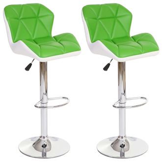Hhg Hhg - Juego De 2 Taburetes De Bar 156, Taburete De Bar Taburete De Mostrador, Altura Regulable Imitaci&oacute;n Cuero, Verde