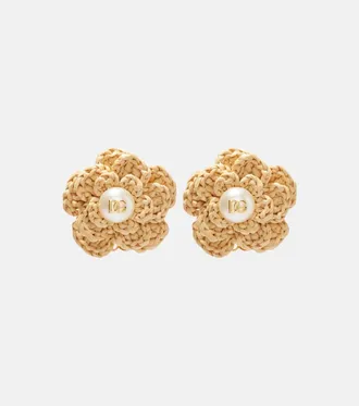Dolce & Gabbana DG raffia-effect clip-on earrings