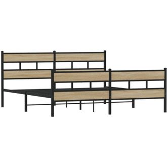 vidaXL Vidaxl - Estructura De Cama Sin Colch&oacute;n Metal Roble Sonoma 200x200 Cm