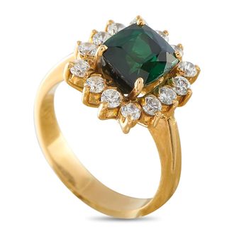 Luxury Bazaar 18K Yellow Gold 0.60ct Diamond and Tourmaline Ring MF05-090226