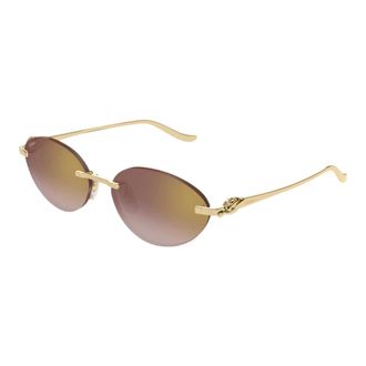 Cartier Sunglasses, female, Yellow, Size: 58 MM Cat-Eye Rimless Glasses