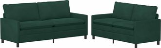 vidaXL Juego De Sof&aacute; 2 Uds. Verde Oscuro Terciopelo Vidaxl