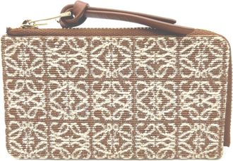 Loewe Brown Cream Canvas Leather Coin Purse/Coin Case (Pre-Owned)