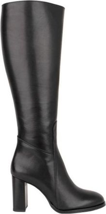 Sergio Moretti Black Side Zipper Leather Long Boots