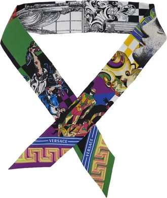 Versace Womens Silk Theater Print Scarf Multicolour Scarfs
