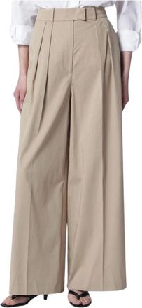 Anine Bing Lou Trouser - Dames - Wijde Broeken - Beige - M - Broeken