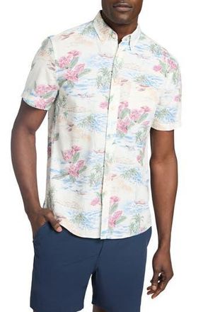 Faherty Breeze Short Sleeve Button-Down Shirt in Molokai Scenic Tropical at Nordstrom Rack, Size Xx-Large