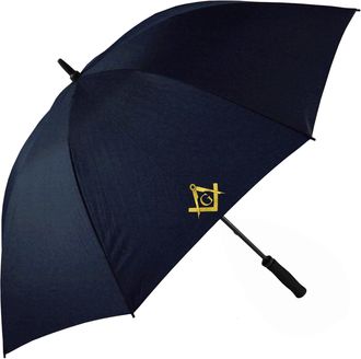 Generic Masonic Gold With G Design Navy Blue Golf Umbrella Parasol