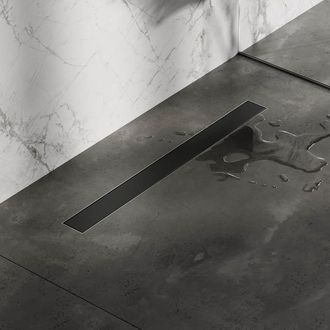 Marcel Breuer Douchegoot - 70x7.5cm - vloerflens - tegelinlegrooster omkeerbaar - RVS - zwart mat