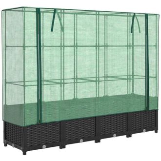 vidaXL Jardinera Elevada Con Cubierta De Invernadero Aspecto Rat&aacute;n 160x40x138 Cm Vidaxl
