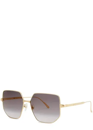 Cartier Cartier Santos De Cartier Gold-tone Square-frame, Sunglasses, Gold