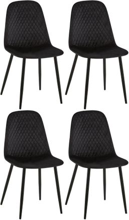 Clp Set De 4 Sillas De Comedor Giverny En Tela O Terciopelo Negro Terciopelo