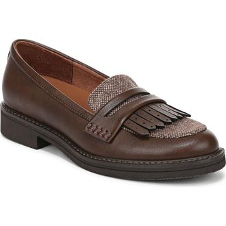 Naturalizer Pacey Kiltie Fringe Loafer - Wide Width Available in Brown Wool /Faux Leather at Nordstrom Rack, Size 9.5