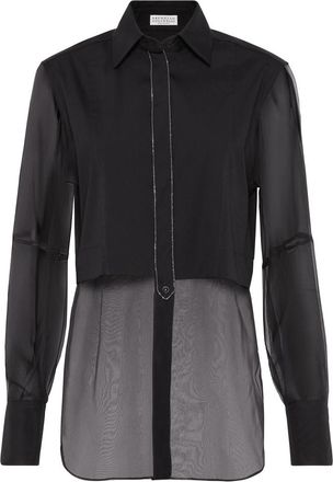 Brunello Cucinelli Transparent-panel Poplin Shirt
