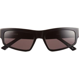 Balenciaga 56mm Rectangular Sunglasses in Black Black Grey at Nordstrom Rack