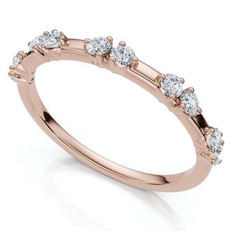 Pompeii3 1/5Ct Unique Alternating Diamond Wedding Band 14k White Gold Lab Grown