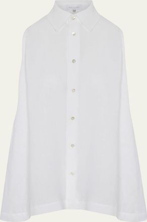 Eskandar Side Pleated Sleeveless Shirt With Collar - Long Length
