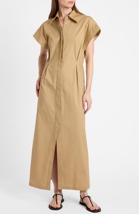 Santorelli Nisa Cap Sleeve Poplin Shirt Dress in Chai at Nordstrom, Size X-Small