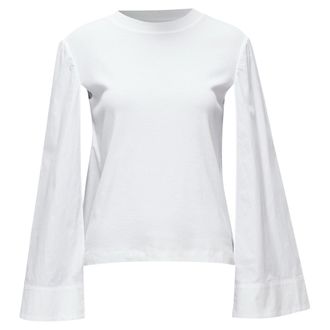 Rosetta Getty white 100% cotton woven cape sleeves knitted top XS