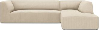 MICADONI Sofá esquinero derecho 4 plazas de pana beige claro