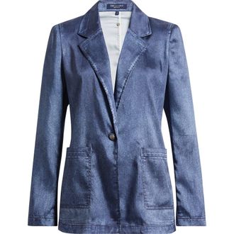 Kobi Halperin Veronica Denim Effect Satin Jacket in Dark Indigo at Nordstrom, Size Xx-Large