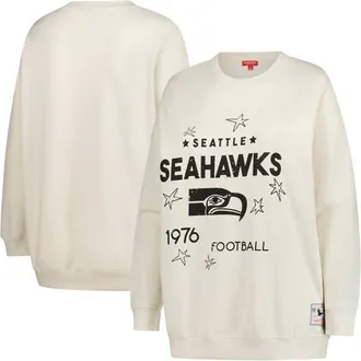 Mitchell & Ness Womens Mitchell & Ness Cream Seattle Seahawks Plus Size Shooting Star Sweatshirt at Nordstrom, Size 4X