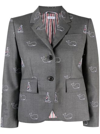 Thom Browne Blazer met enkele rij knopen - Grijs