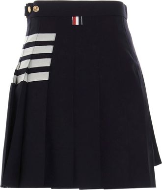 Thom Browne Womens Blue Wool Long Skirt