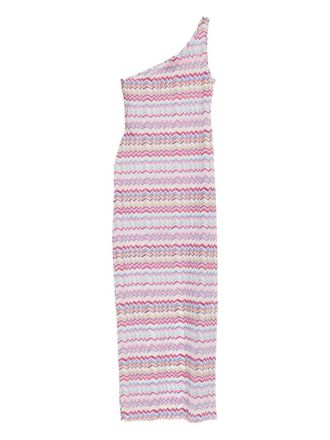 Missoni one-shoulder chevron maxi dress - women - Polyamide/Elastane - 42 - Pink