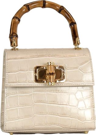Persaman New York Ellie Croc Embossed Top Handle Bag in Beige at Nordstrom Rack