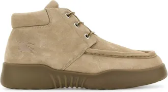 Burberry Beige Suede Log Ankle Boots