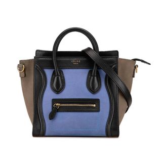 Celine Pre-owned Handbags, female, Blue, Size: ONE SIZE Pre-owned Nano Tricolor Leather Luggage Tote