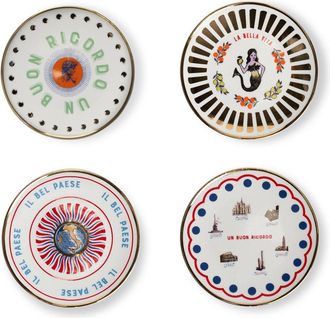 BITOSSI HOME Set of 4 Pcs. - Saucer Cm. 15 - Monuments, Italy, Little Mermaid, David