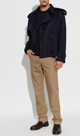 Burberry Cashmere Trench Coat Leadenham, Mens, Navy Blue