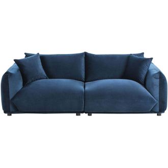 Beliani Beliani - Divano moderno a 3 posti in velluto con cuscini decorativi Blu Scuro Luvos