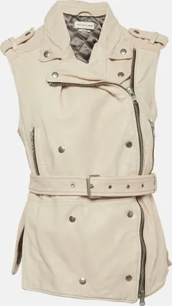Isabel Marant Etoile Beige Leather Double Breasted Belted Vest
