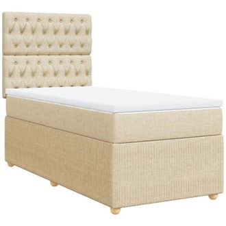vidaXL Cama Box Spring Con Colch&oacute;n Tela Color Crema 90x190 Cm Vidaxl