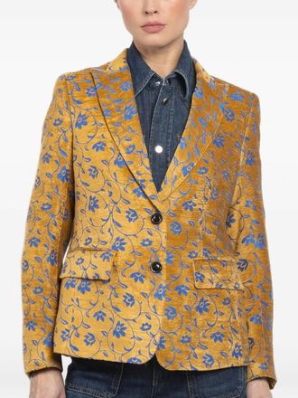 Maurizio Massimino floral-pattern buttoned blazer - women - Polyester/Acrylic - 44 - Yellow