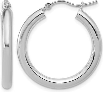 Diamond2Deal 14K White Gold Polished Round Shape Hoop Earrings