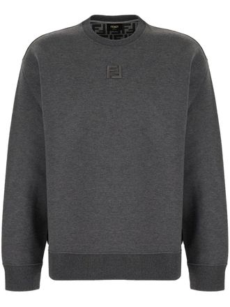 Fendi FF-embroidered sweatshirt - men - Cotton/Polyamide - M - Grey