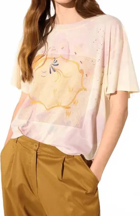 Cot&eacute;lac Loose-Fitting Pleated Printed T-Shirt In Dorures
