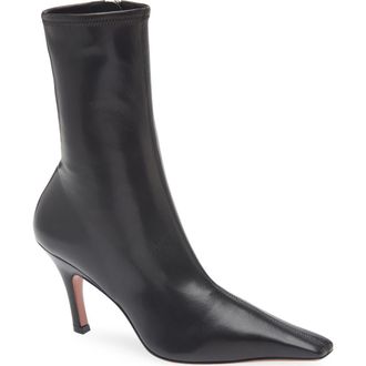 Amina Muaddi Jamie Stretch Bootie in Stretch Nappa Black at Nordstrom, Size 10.5Us