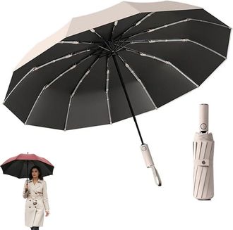 Generic Brellux Umbrella, 264-Rib Waterproof and Windproof Compact Travel Umbrella with Strong Fiberglass Frame, Automatic Folding UV-Protection Umbrellas for