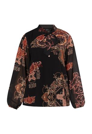 Faina Blouse met barokprint Dames Zwart Oranje Veelkleurig